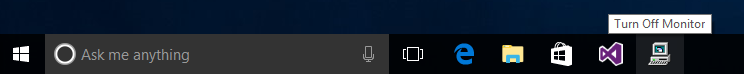 Screenshot displaying Turn Off Monitor icon in Taskbar